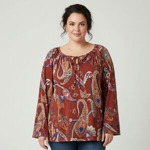NWOT Double Take Paisley  Print Top (Runs Small)